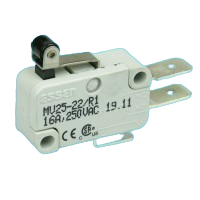Essen MV2522R1 16A miniature Microswitch with 12mm roller lever actuator